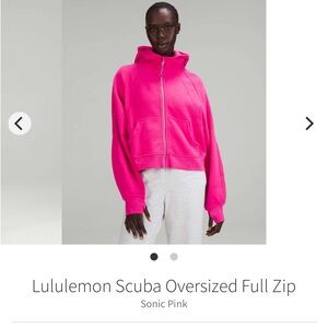 Lululemon Scuba Oversized Full Zip Sonic Pink Size XS/S